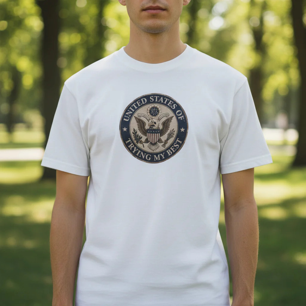 United States of Trying My Best Unisex T-shirt USA Graphic Tee Garment Dyed gallery