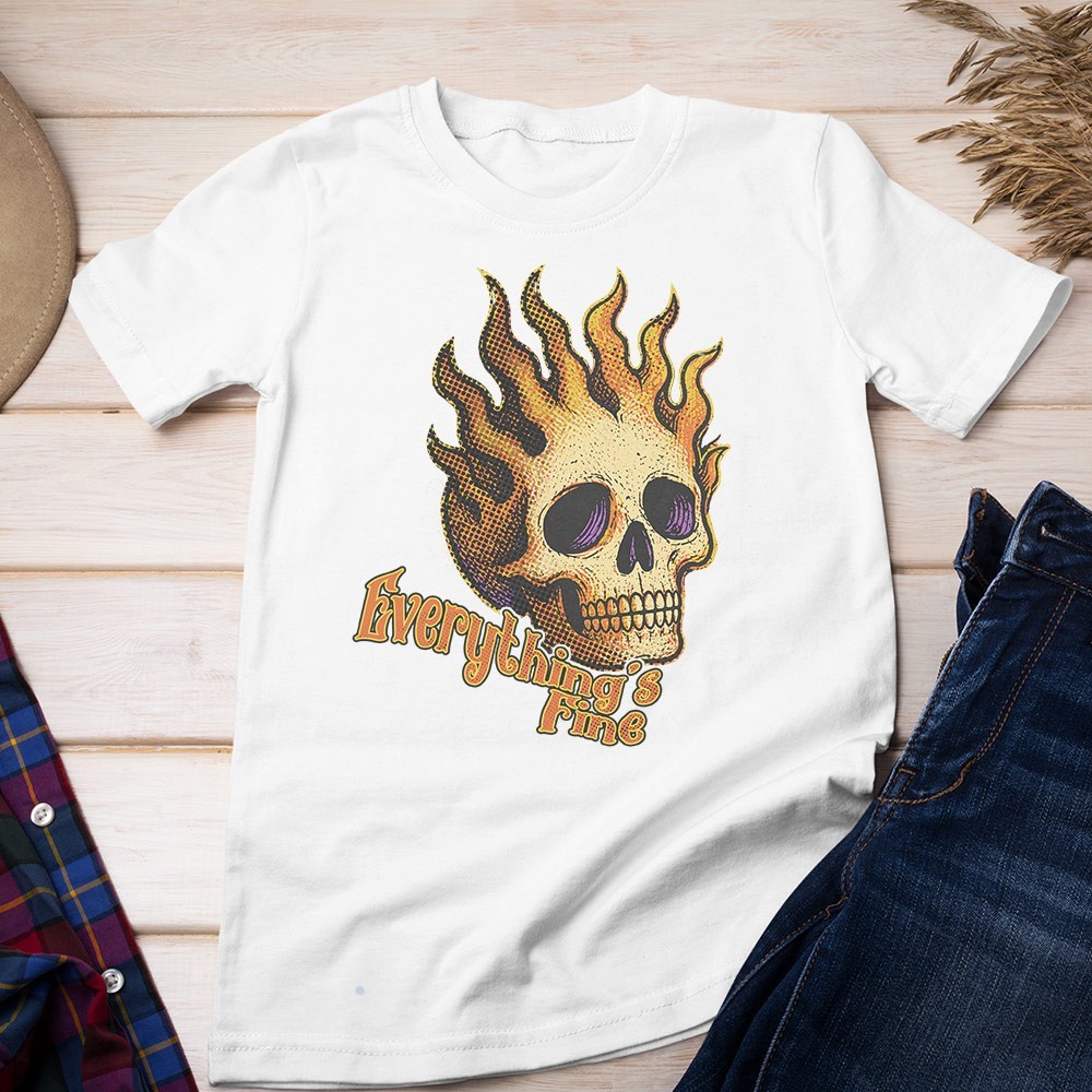 Vintage Everything Is Fine Skull Unisex T-shirt | Skull Lover Gifts for Men gallery