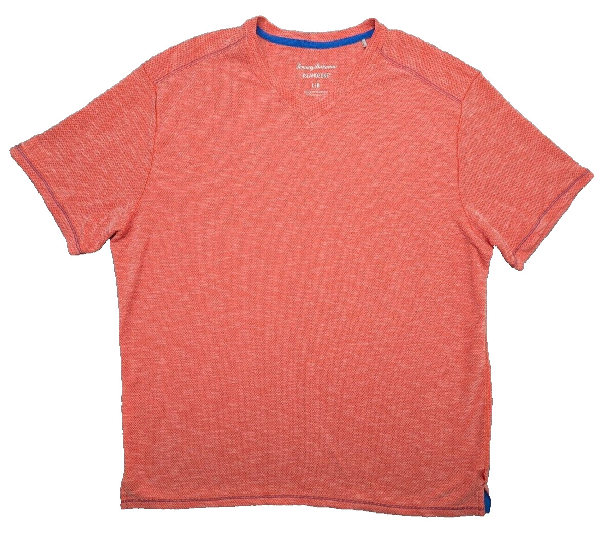 Tommy Bahama T-Shirt Mens Large Coastal Crest Coral SS V-Neck Logo Marlin $79 gallery