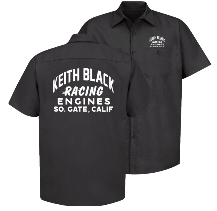 Keith Black Drag Racing Engines Black Mechanics Work Shirt, Chev Ford Mopar NHRA gallery