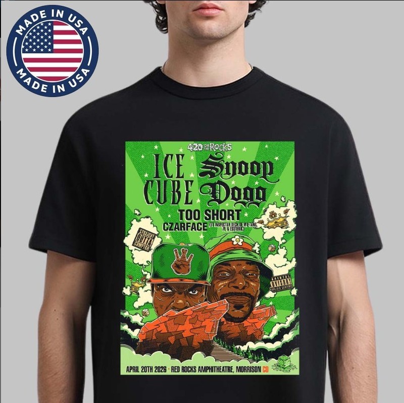 Snoop Dogg Ice Cube 420 On The Rocks 2026 T-Shirt Red Rocks Amphitheatre Tee