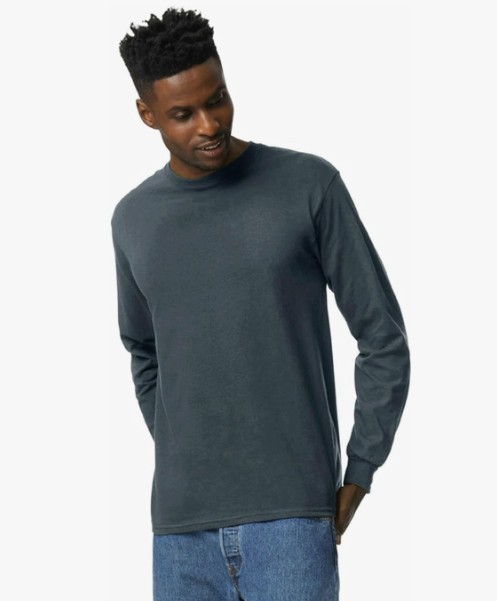 Gildan Ultra Cotton Long Sleeve T-Shirt Style G2400, Dark Heather (6 Pack)- 2XL gallery
