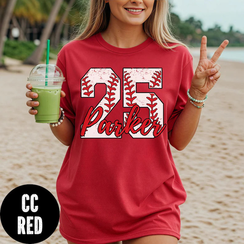Custom Baseball Name Number Comfort Tee Personalized Gift gallery