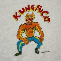 Vintage 00s Daniel Johnston “Kungfu Cat” Indie Acoustic RARE T-Shirt – Large