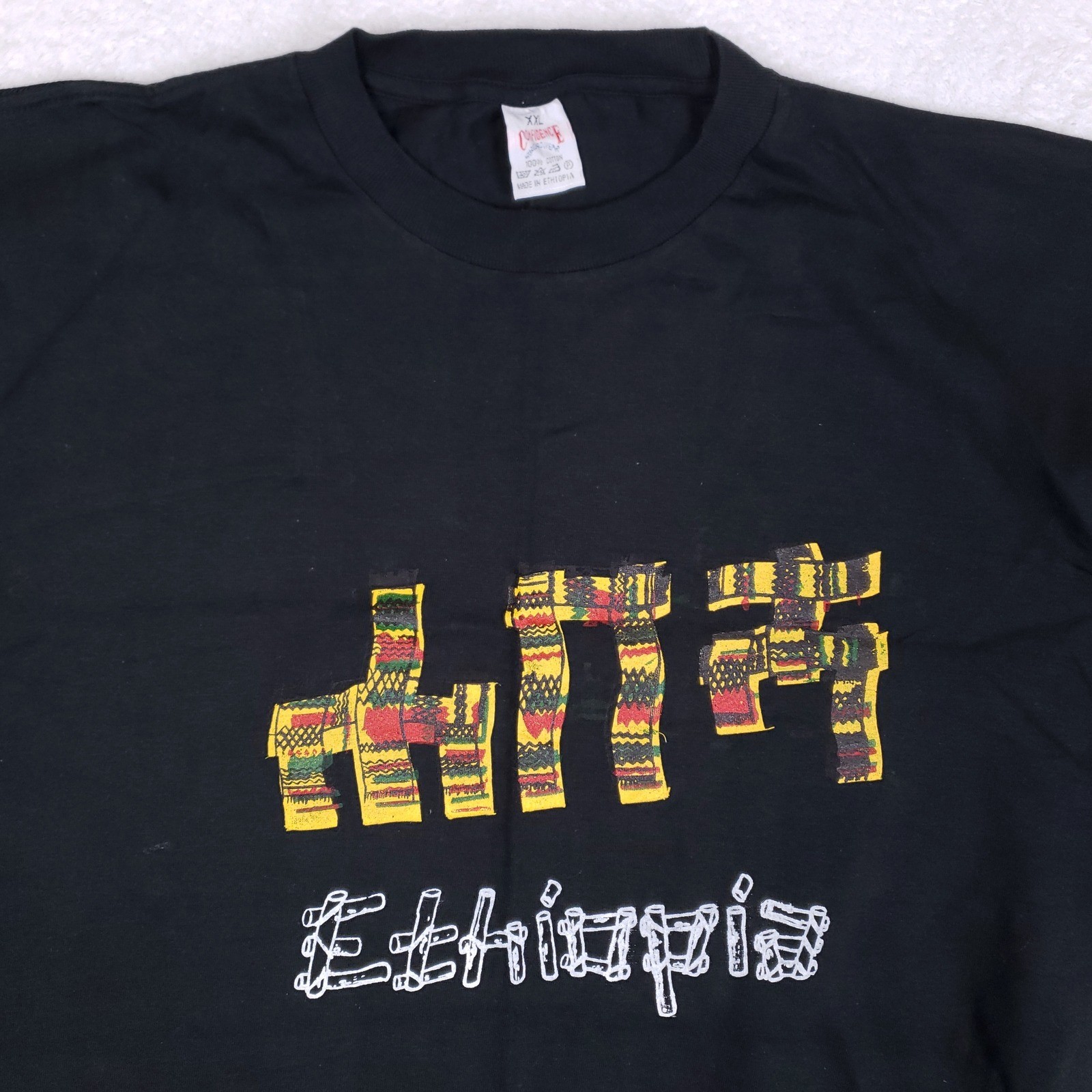 Confidence Ethiopia Graphic T Shirt Mens XXL Black Rasta Amharic Souvenir Cotton gallery