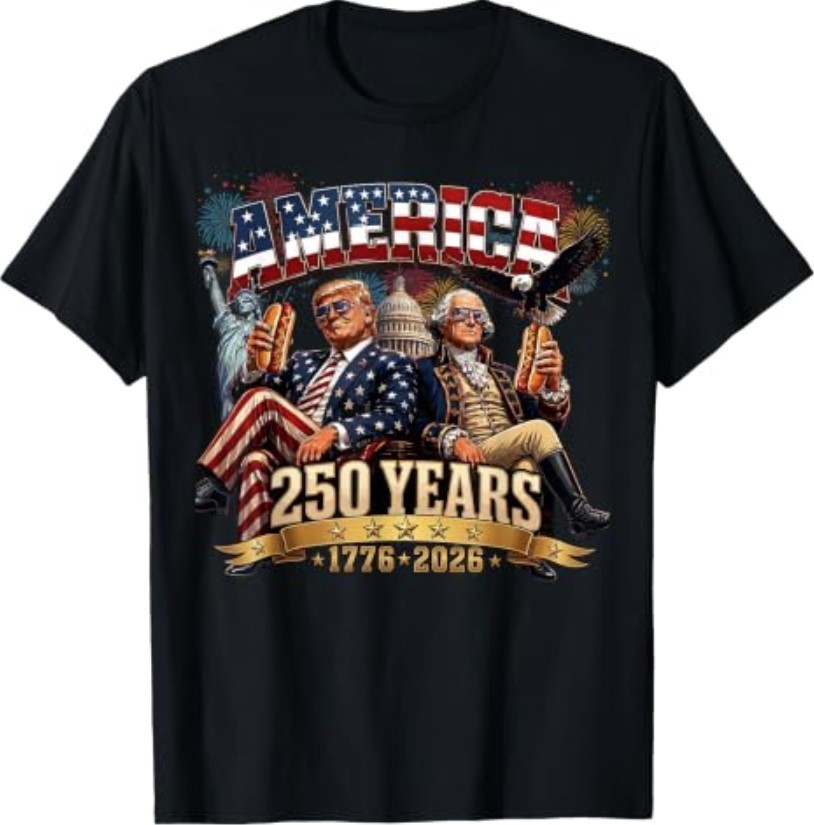 250 Years America Anniversary 250th Trump Washington Vintage T-Shirt S-3XL