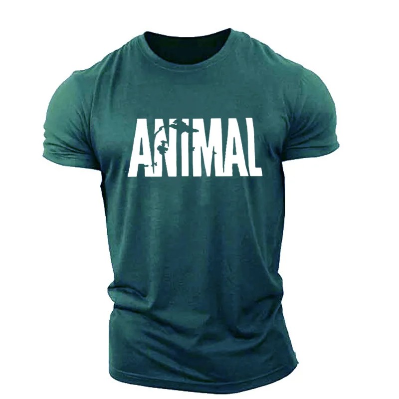 Men Muscle Gym T-Shirts Short Sleeve Workout Athletic Bodybuilding Animal Tee gallery
