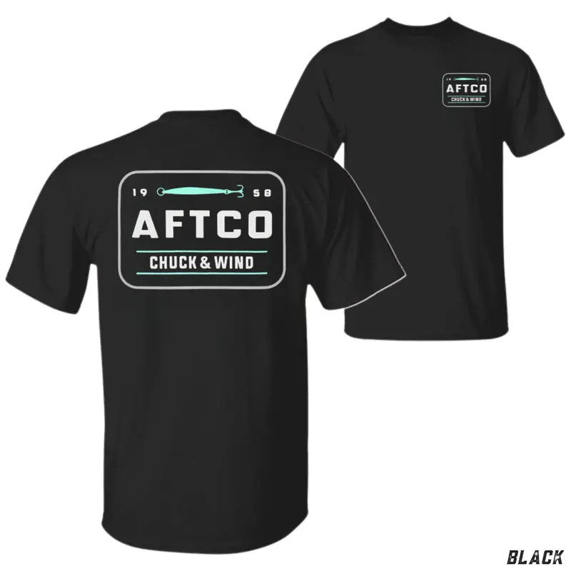 AFTCO Chuck & Wind T-Shirt, Fishing Gear Graphic Tee, Soft Cotton Shirt, Perform gallery
