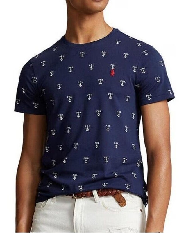 Men`s POLO RALPH LAUREN crew neck T-shirt Classic Fit Size L XL 2XL Navy Blue gallery