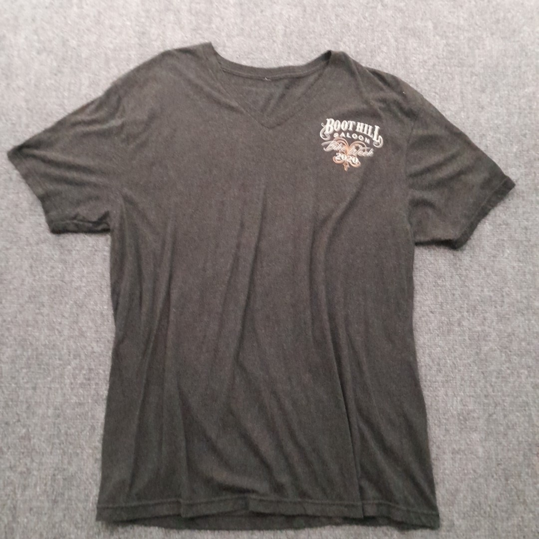 Boot Hill Saloon T Shirt Adult L Black V Neck Biker Motorcycles Daytona Beach