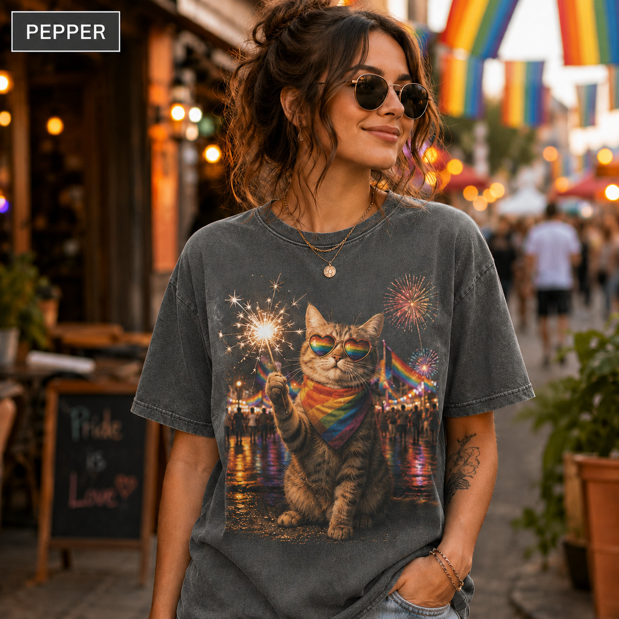 Rainbow Pride Cat T-Shirt LGBTQ Celebration Graphic Tee gallery