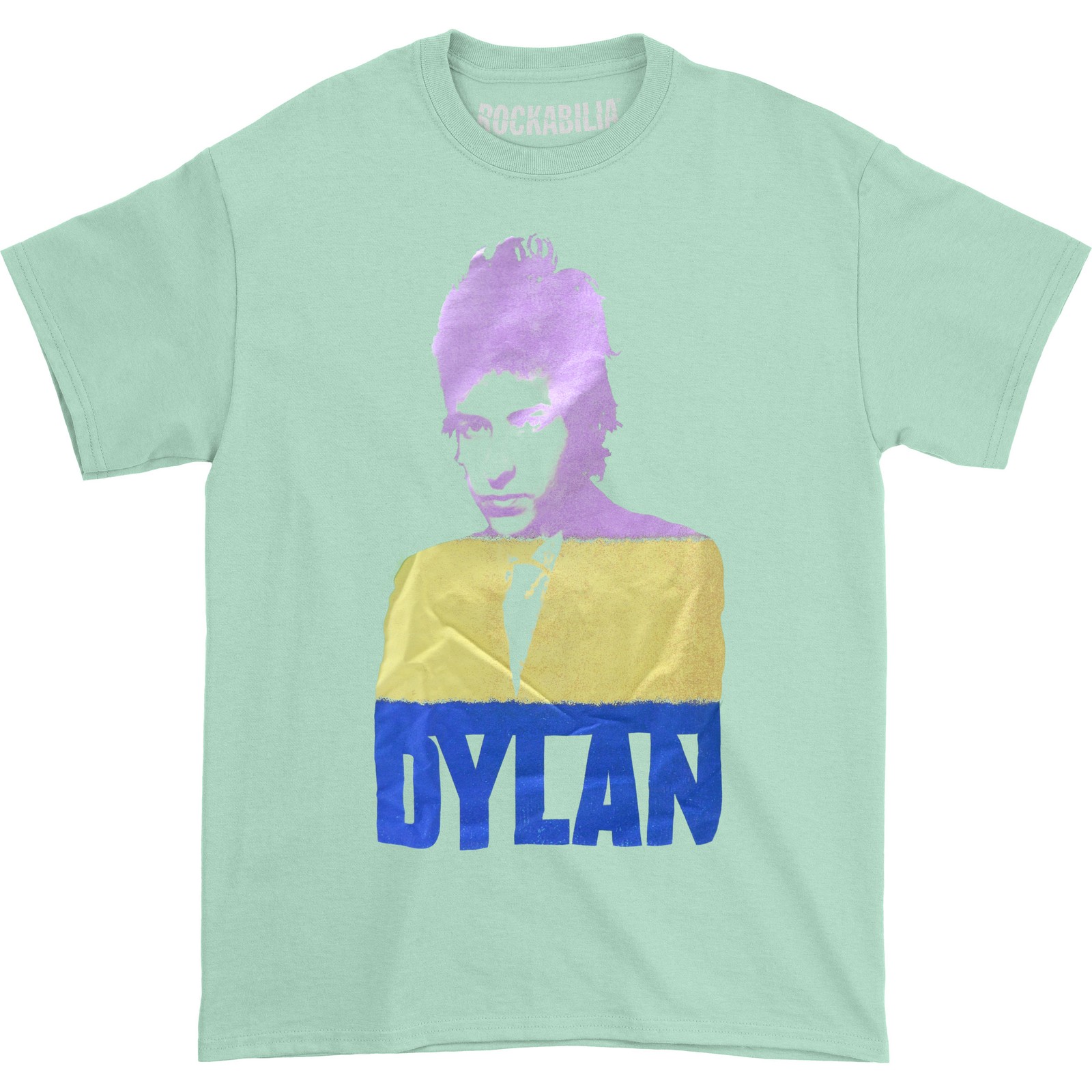 Men’s Bob Dylan Multi Color Photo (Rockabilia Exclusive) T-shirt Large Green