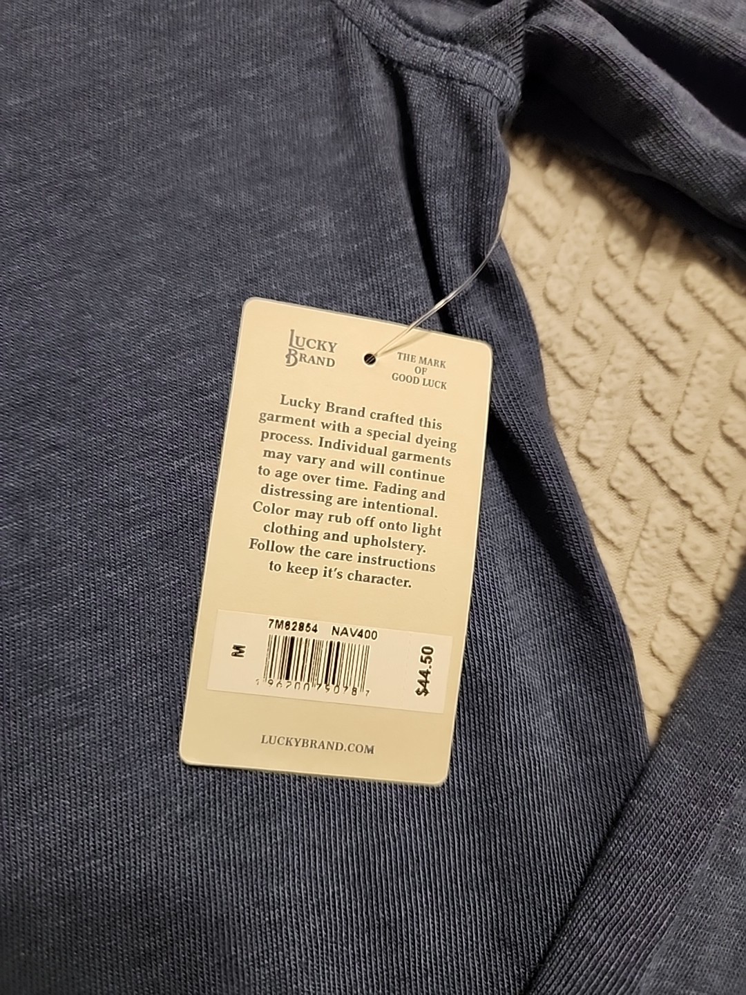 Lucky Brand Venice Burnout Mens M Long Sleeve Henley Shirt Denim Blue NWT gallery