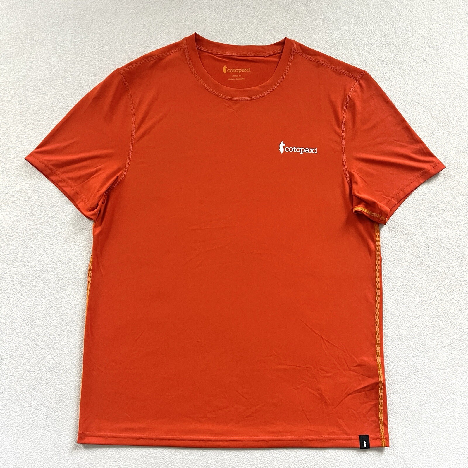 Cotopaxi Men Solid Orange Fino Tech Short Sleeve Performance Tee Shirt FLAW M