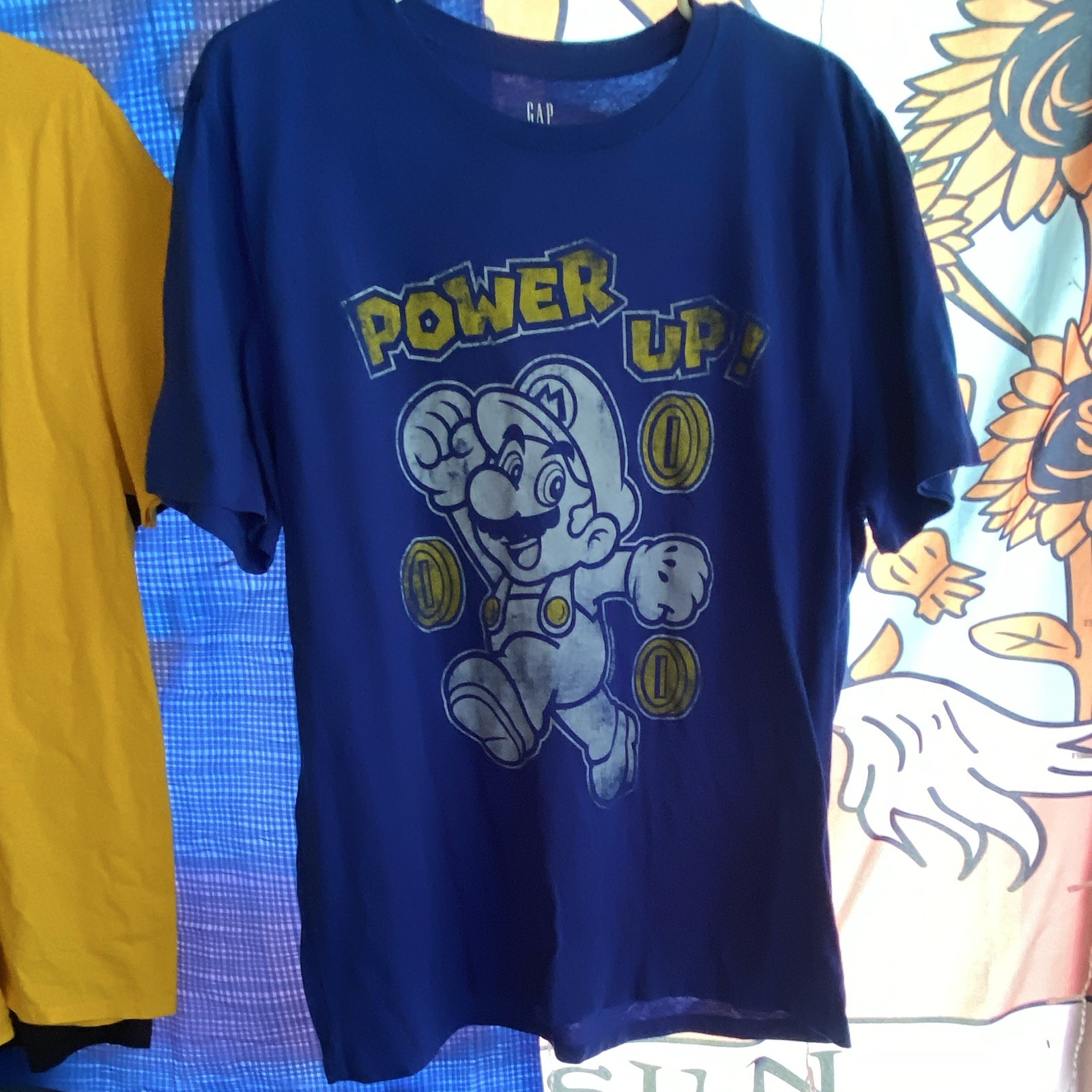 GAP Blue Super Mario Mario “Power Up” Graphic Print Short Sleeve Crew T-Shirt