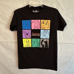 Adventure Time Cartoon Network Character Grid Graphic Tee Black Size S Spot