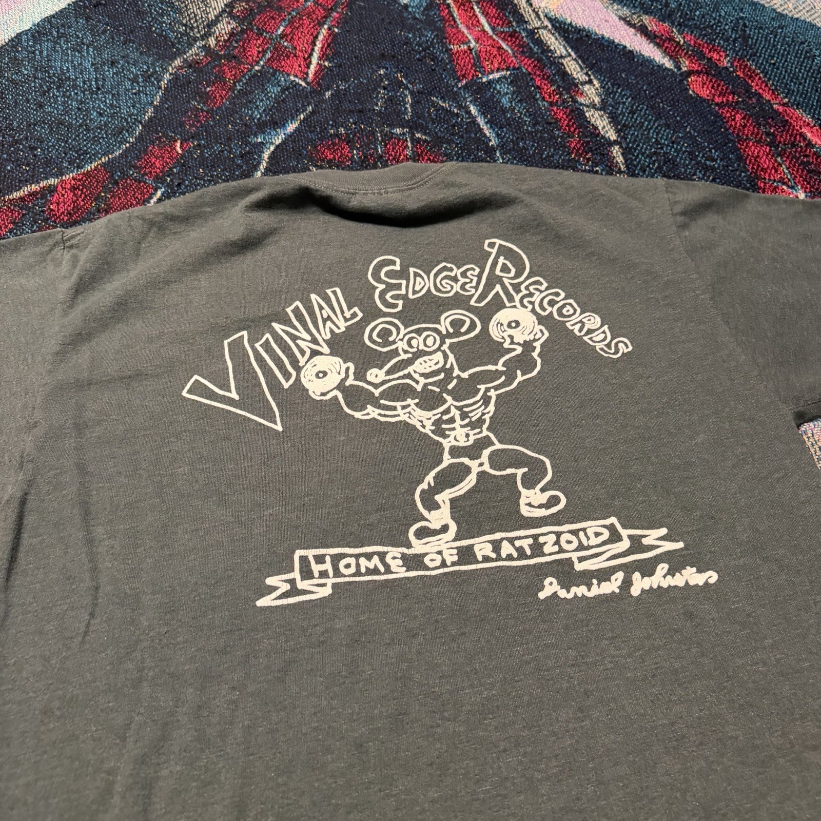 Vintage Y2K Daniel Johnston Vinal Edge Records Ratzoid Grey Shirt Men's M Music gallery
