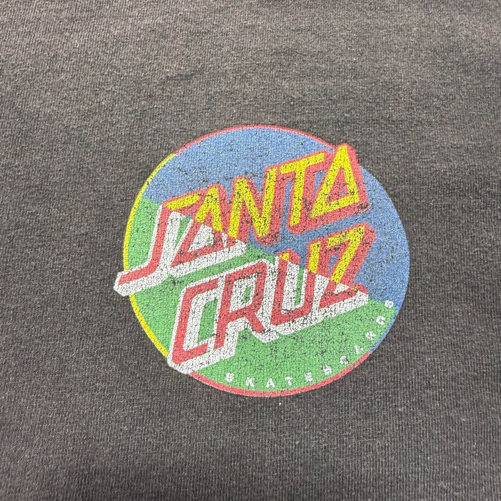 Vintage NHS Santa Cruz Skateboards Brand Color Block Logo Shirt Size Medium gallery