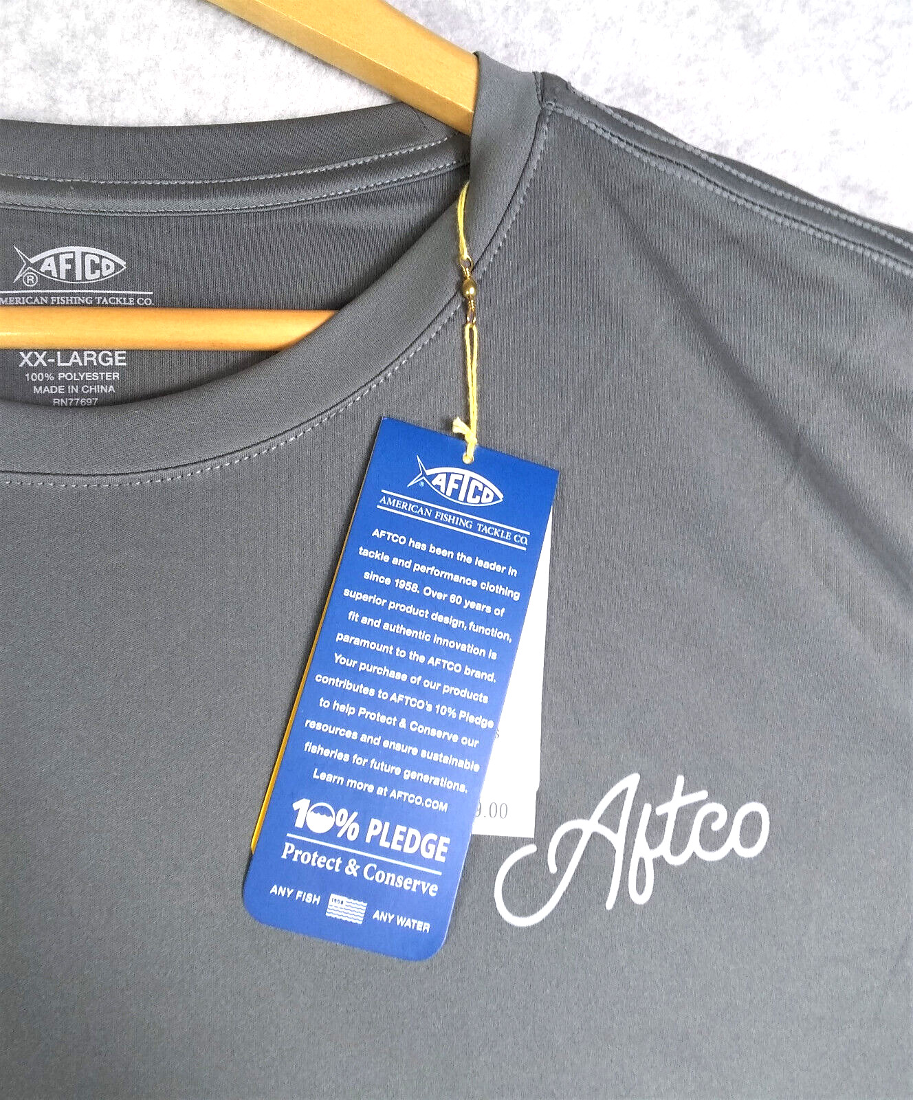 AFTCO AFTech Momentum Fishing Shirt Mens 2XL Gray Long Sleeve UPF Sunblock NEW gallery
