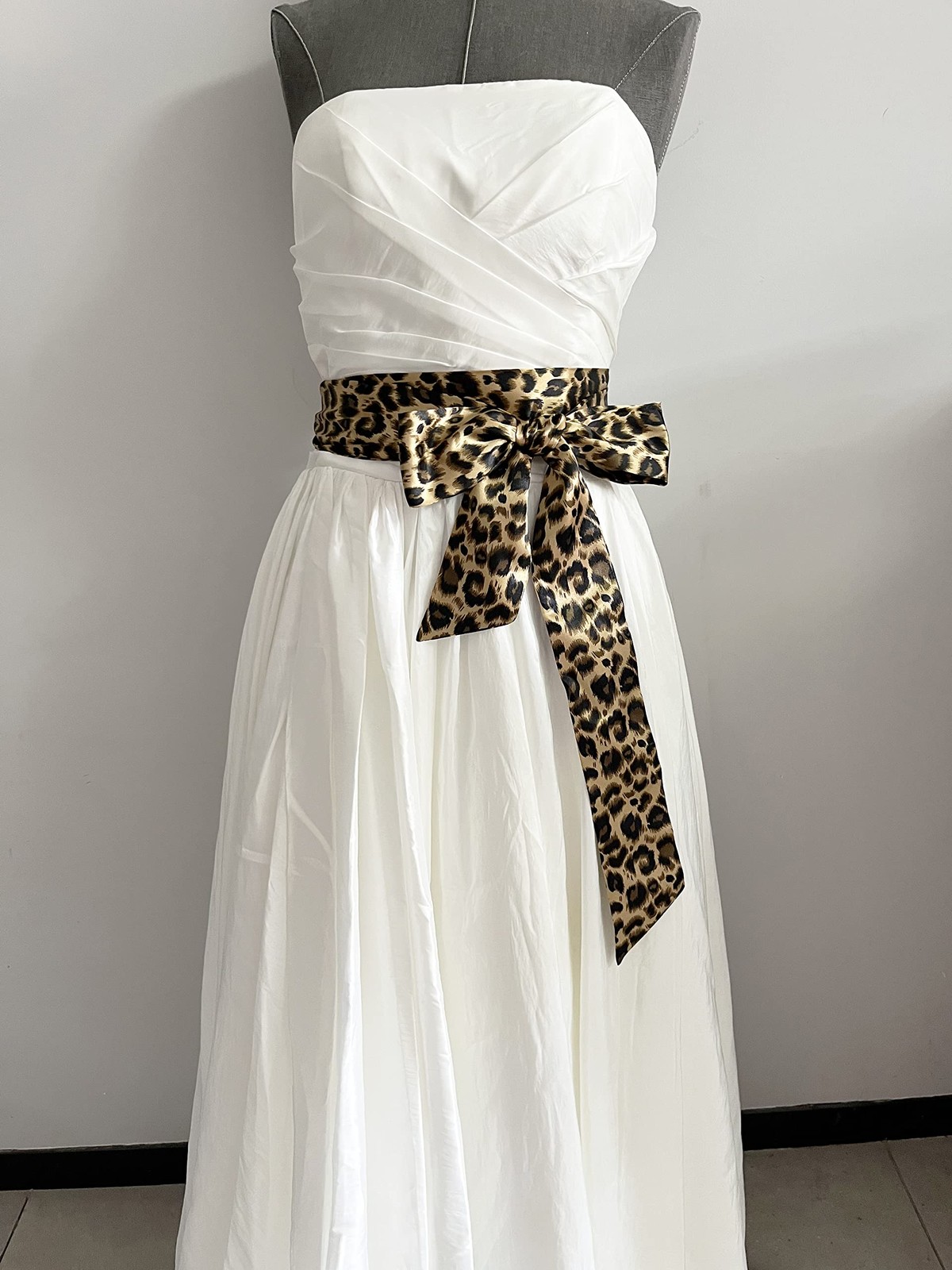 Leopard print dress sash bow sash (Champagne) gallery