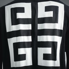Givenchy Black Knit T-Shirt 4G Logo Back Graphic Short Sleeve Men’s