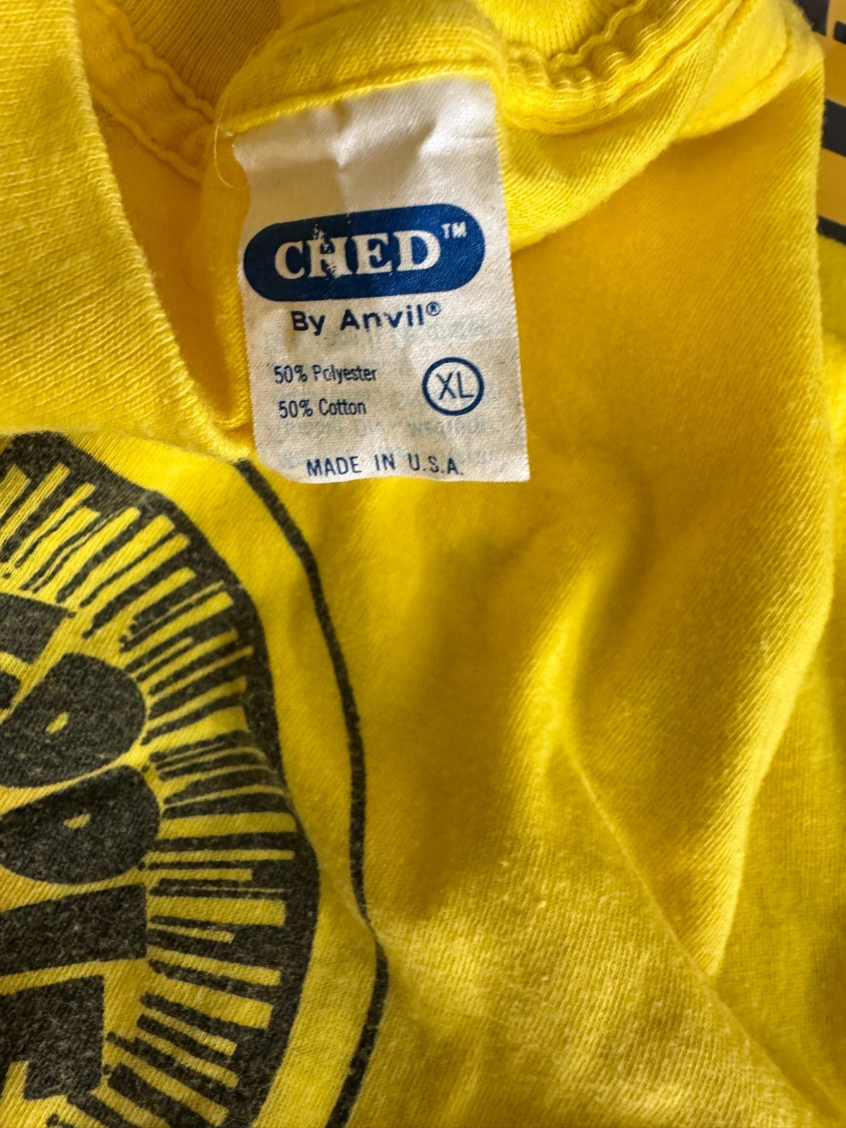 VTG Crazy Eddie T Shirt Mens Size XL Yellow 80s NYC MADE N USA Two Sided EX + gallery