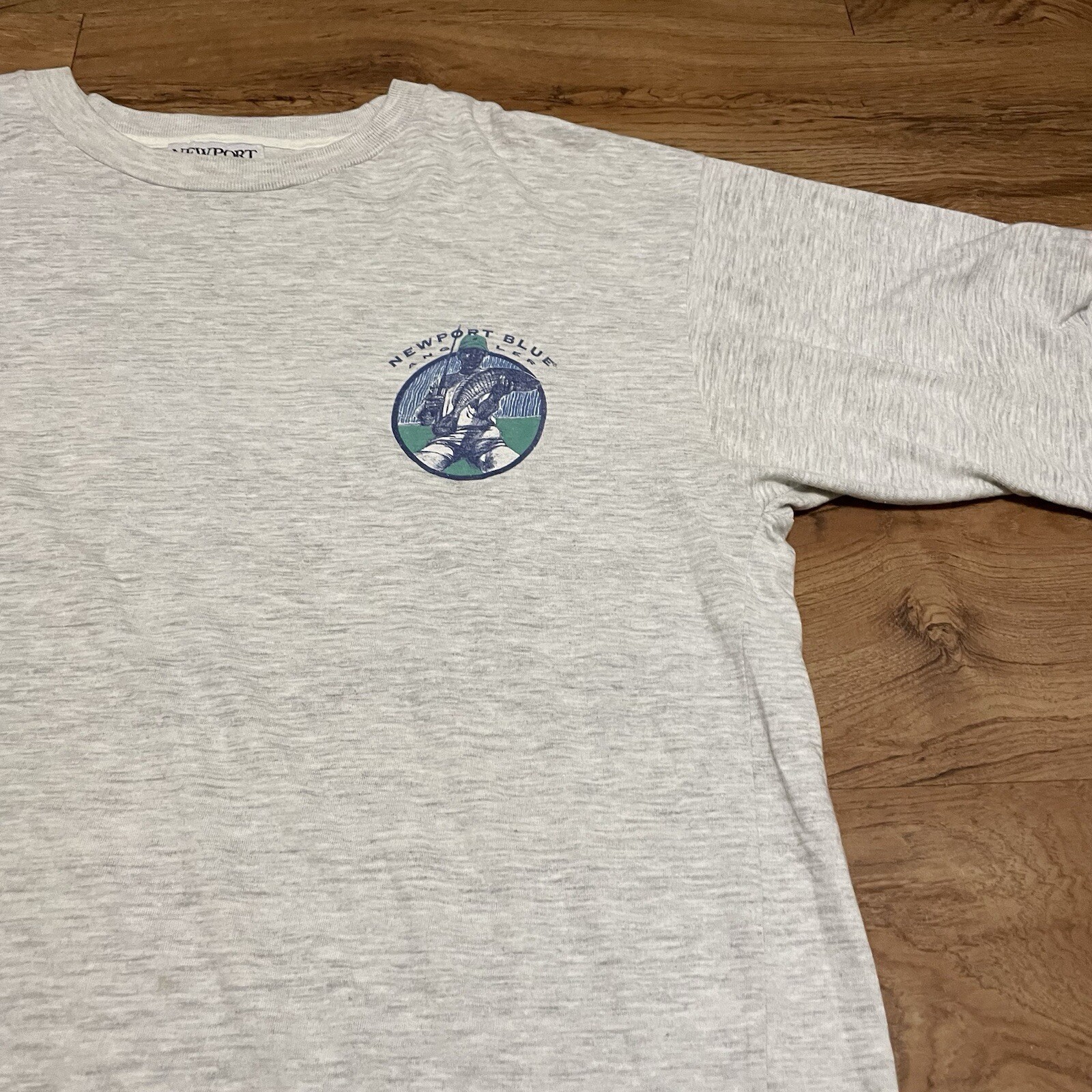 Vintage Newport Blue Angler Gray Tshirt 90s Fisherman Fishing Mens Size Measured gallery