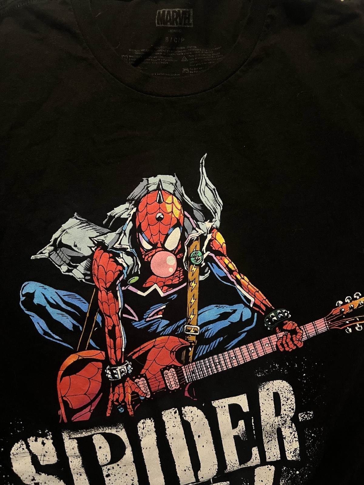 Marvel Spider-Punk Men's S Black Graphic Print Crew Neck Short Sleeve T-Shirt gallery
