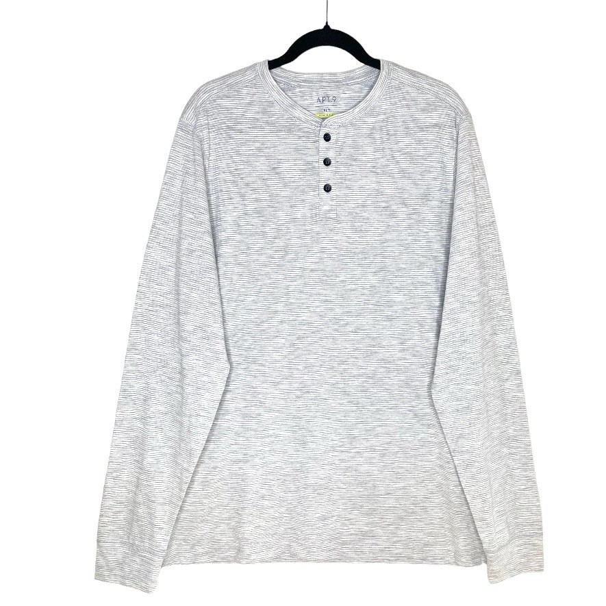 Apt. 9 Premier Flex Microstripe Long Sleeve Henley Top XLT Gray Men’s T-Shirt