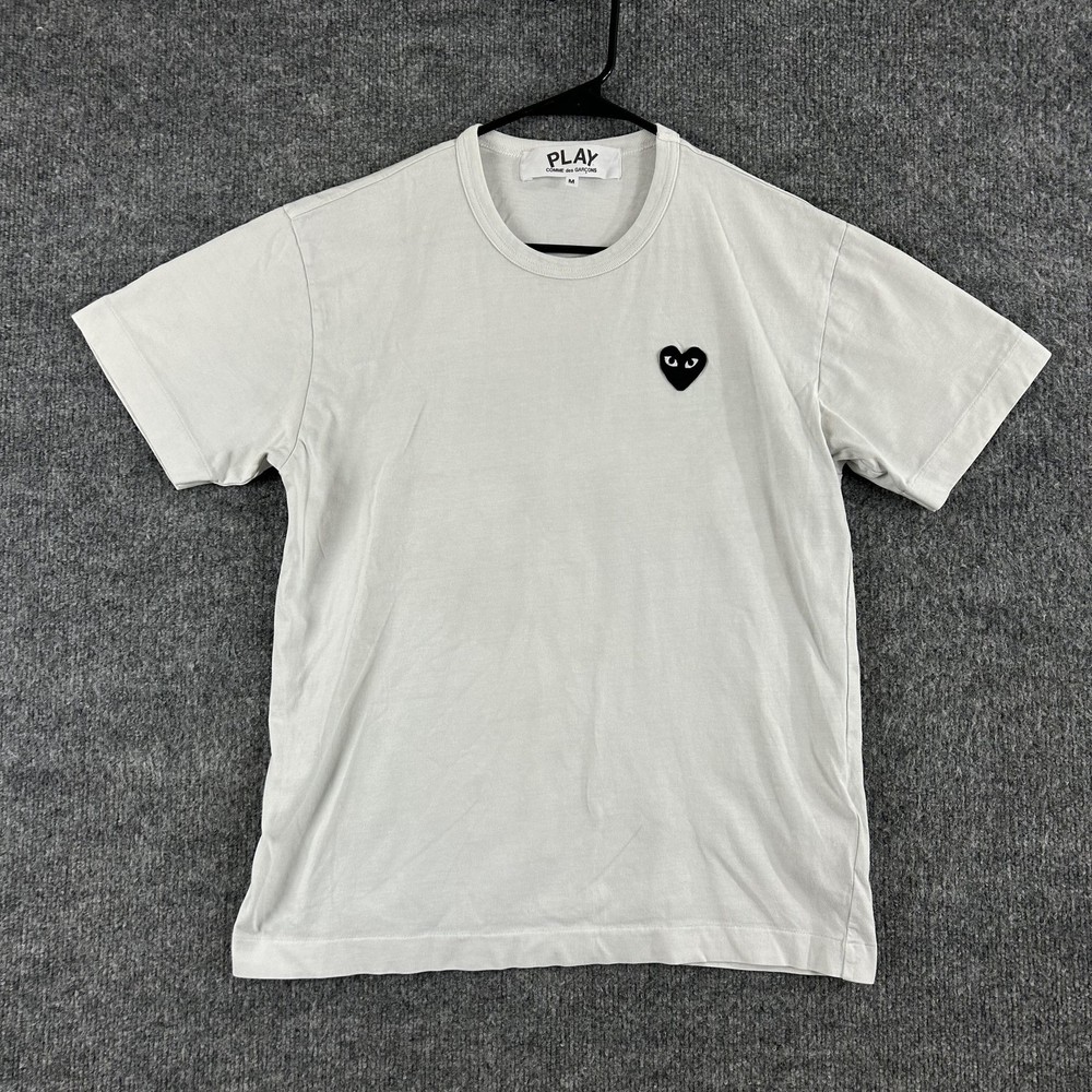 Comme Des Garcons Play Shirt Mens Medium Heart Logo Tee White Japan Streetwear
