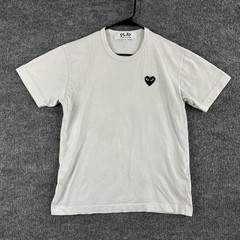 Comme Des Garcons Play Shirt Mens Medium Heart Logo Tee White Japan Streetwear