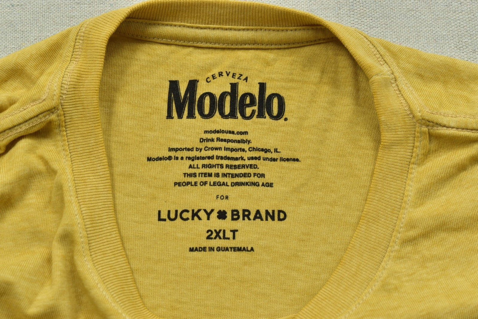 Lucky Brand Men's Modelo Luchador Yellow Short Sleeve Crew Neck Size 2XLT NEW gallery