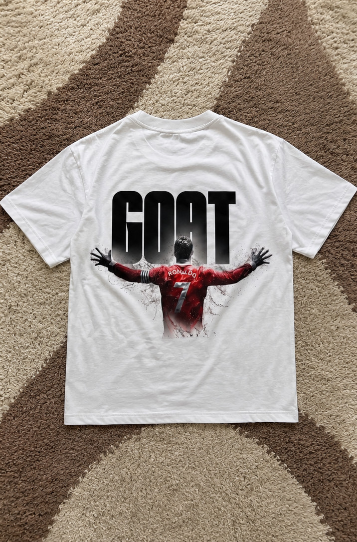NOVRIK Goat Ronaldo 7 Graphic T-Shirt White Cotton Tee Front & Back Print Unisex gallery
