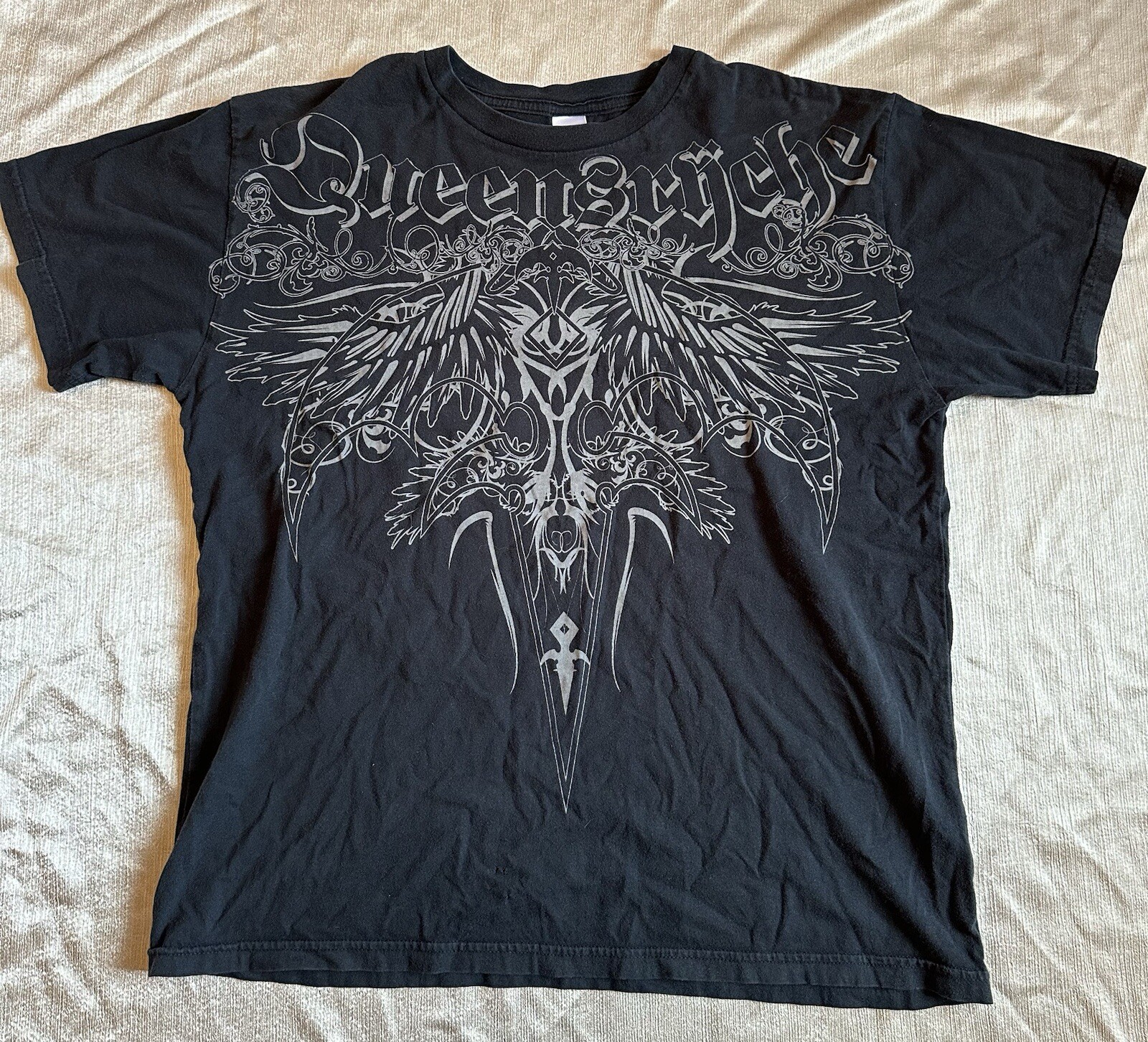 Vintage Queensryche Heavy Metal Rock Band T-Shirt Sz Large Black Y2K Affliction