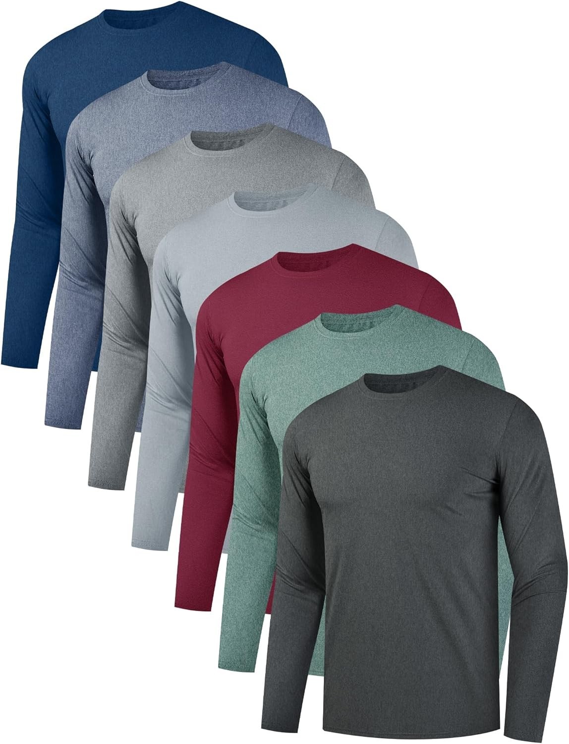 7 Pack Men's Quick Dry Long Sleeve Shirts Moisture Wicking UV UPF 50+ Sun Pro... gallery