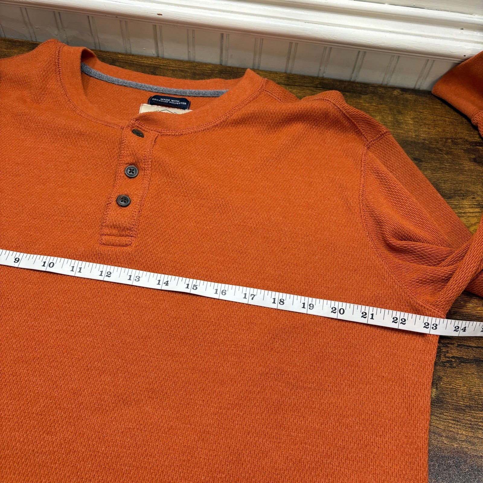 St Johns Bay Mens Size XL Thermal Henley Y2K Shirt Orange Gorpcore Fall Winter gallery