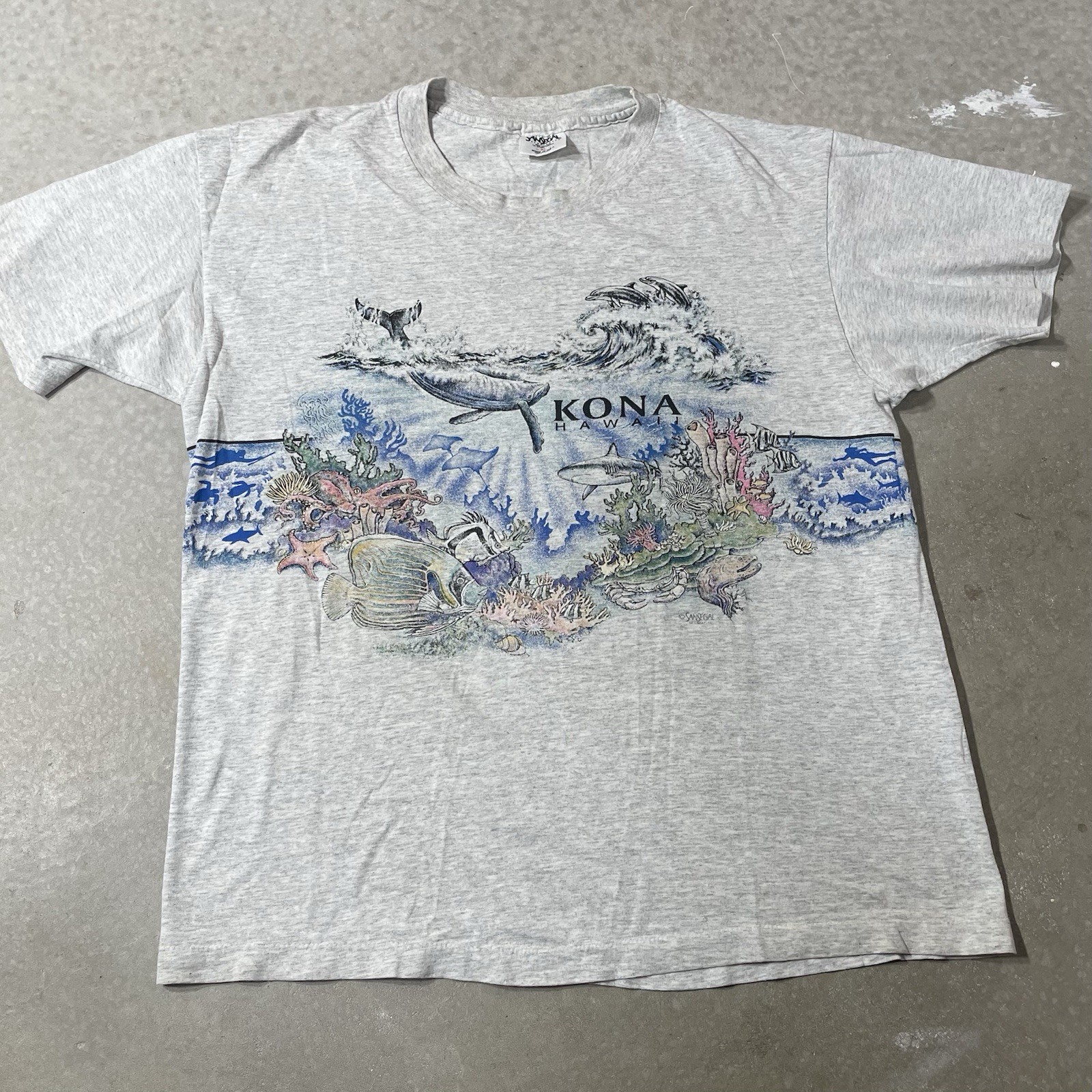 Vintage Nature Shirt XL San Segal Wrap Around Animal Sea Ocean Single Stitch Art