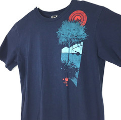The North Face Mens Medium (40 in Chest) Dark Blue Tree Sun Organic Graphic Tee