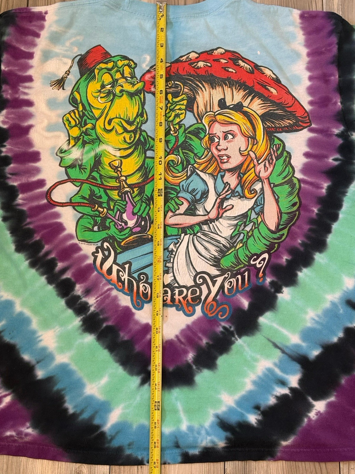 Liquid Blue Alice in Wonderland T-Shirt Men XLarge Blue Tie Dye Psychedelic gallery
