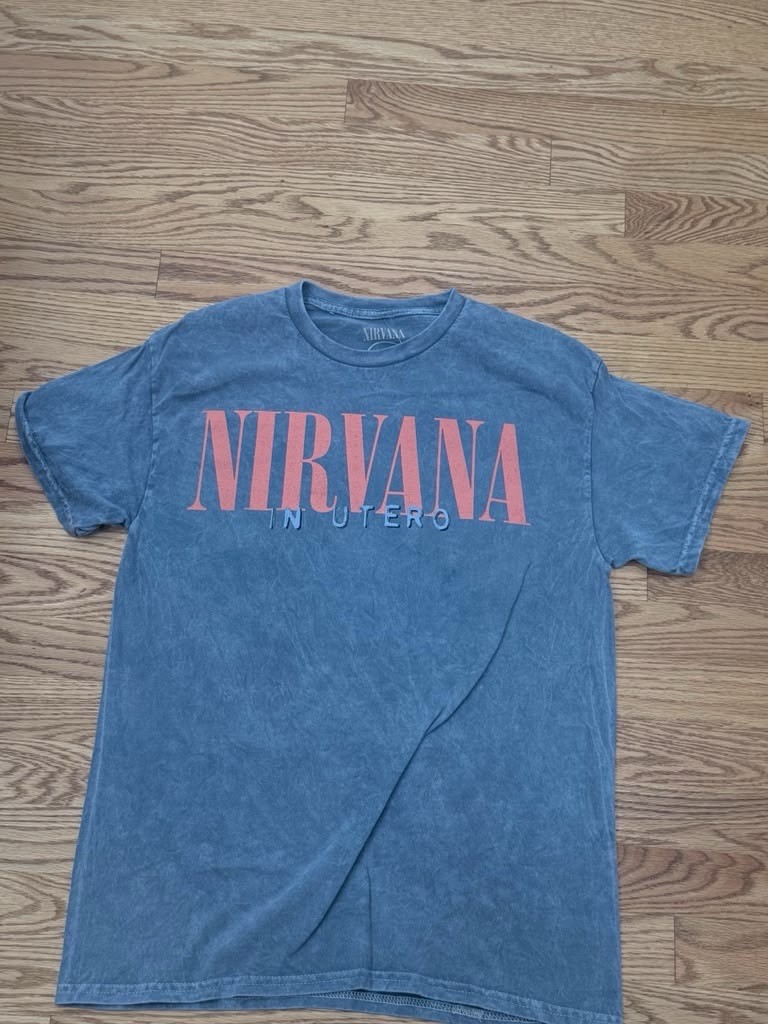 Nirvana Men's M Blue Double-Sided Logo Graphic Print Crew Neck T-Shirt gallery