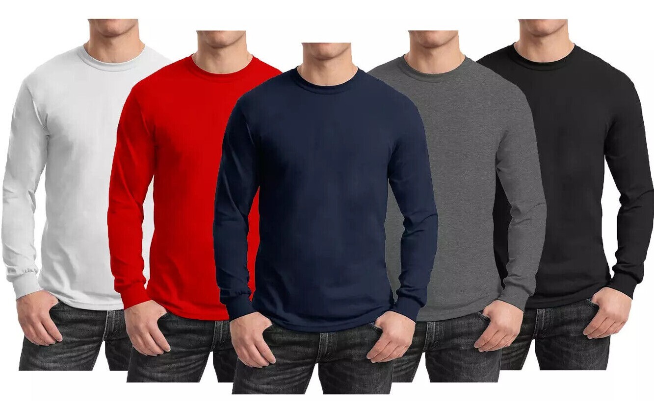 Men's Cotton Blend Heavyweight Long Sleeve Crew Neck Shirt ( Sizes, S-3XL ) NWT gallery