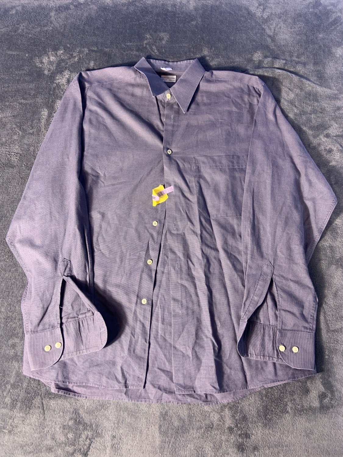 Lorenzo Uomo Dress Shirt Men 16 41 Purple Micro Check 100% Cotton Made in Italy gallery