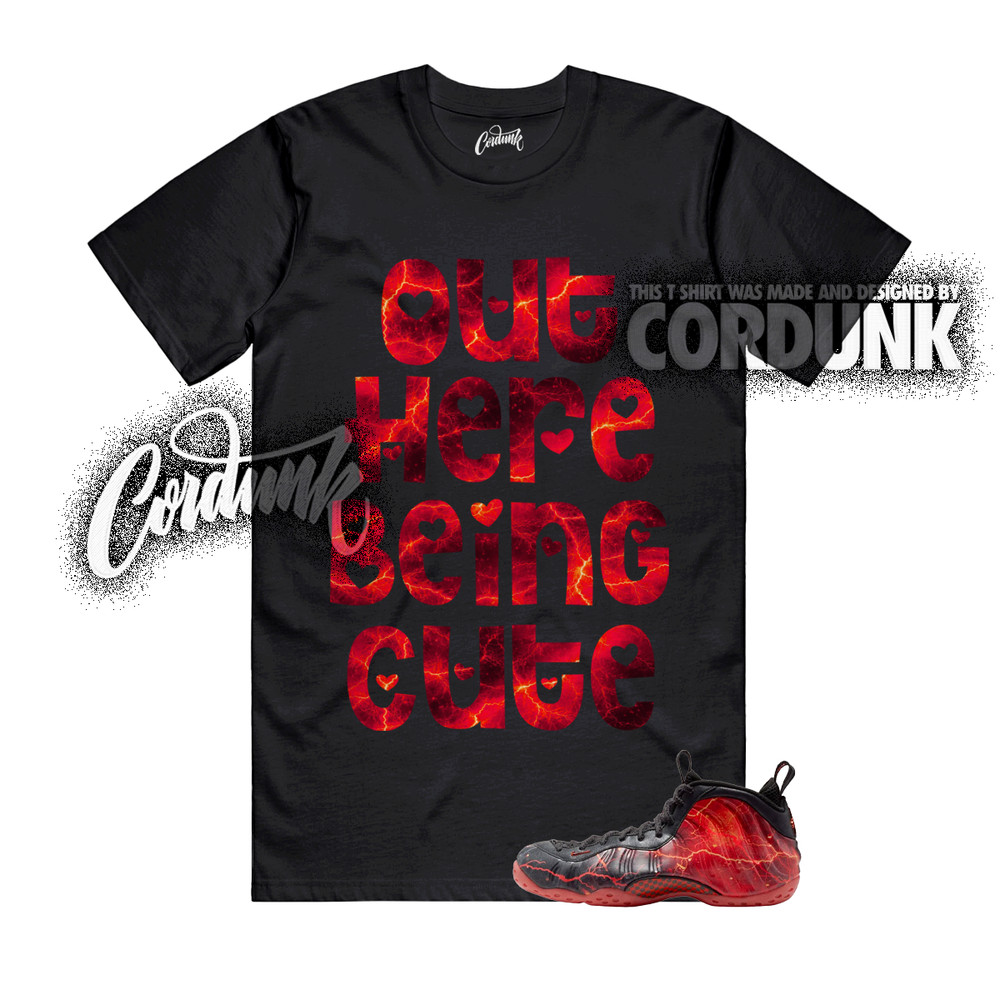 Foamposite One Stranger Black Bright Crimson Stormy Air T Shirt Match OHBC