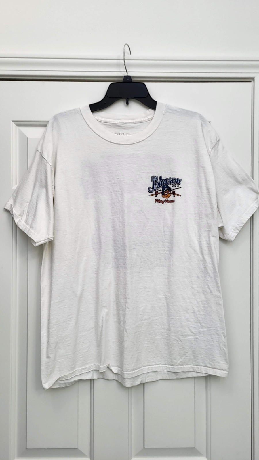 Big Johnson Shirt Mens White Cartoon Graphic Tee Noodling Championships XL gallery