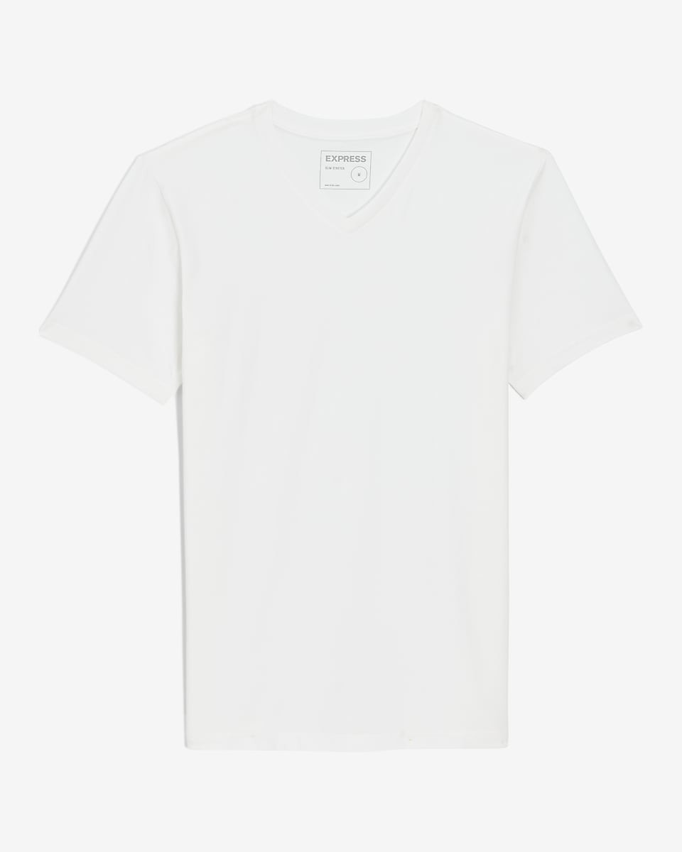 NWT - EXPRESS Men's 3 Pack Slim Stretch V-Neck Neck T-Shirts Sand Black White S gallery
