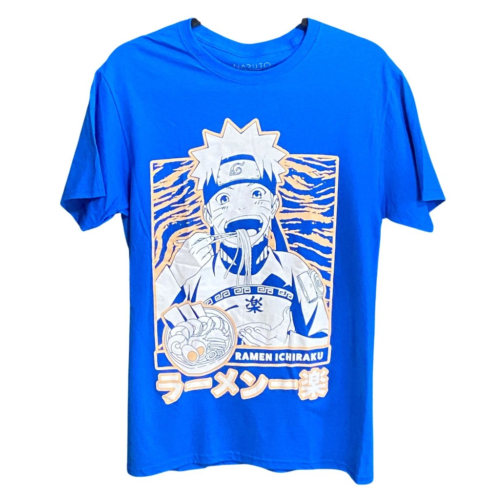 Naruto Shippuden Ramen Ichiraku Graphic T-Shirt Blue Mens Small NWT Anime