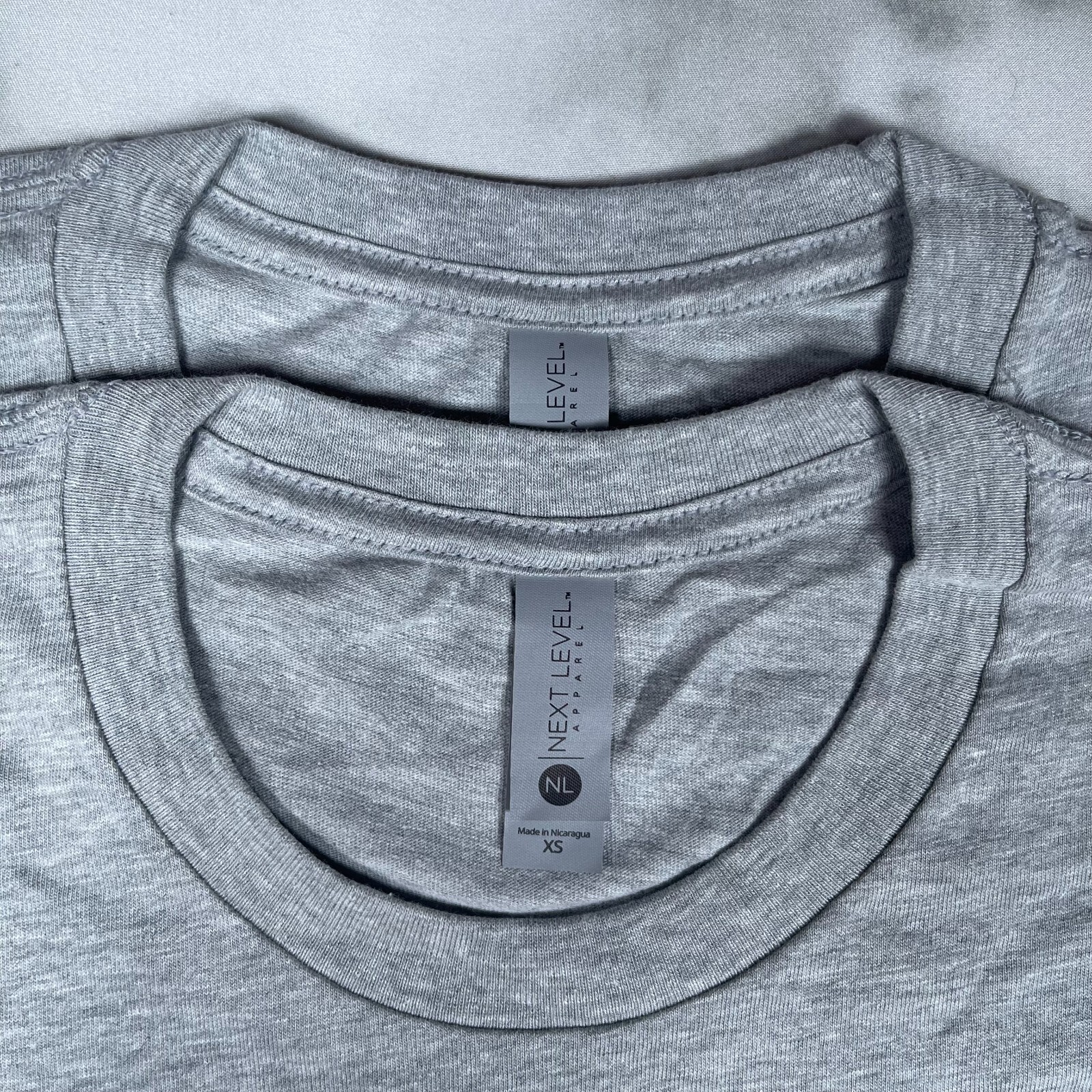 Lot of 2 Next Level Unisex Premium Gray TShirts Plain Super Soft US Size XS gallery