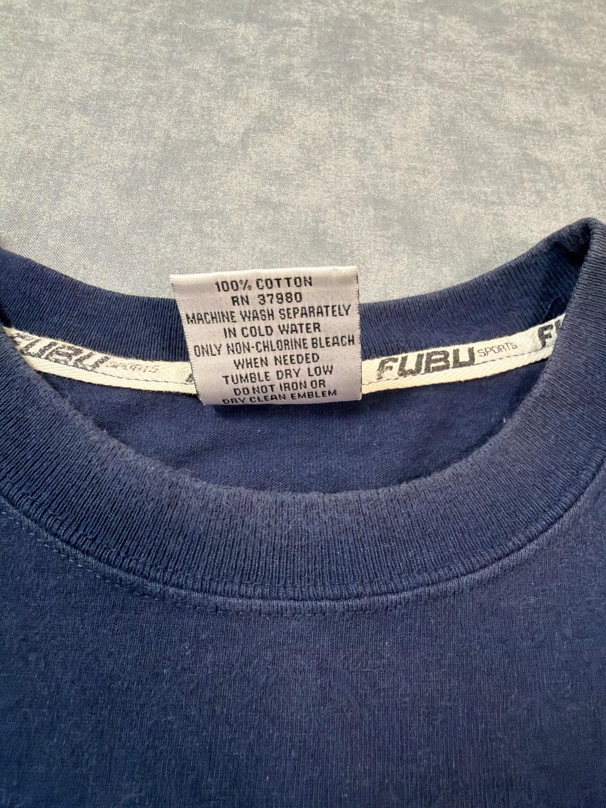 FUBU Shirt Mens 2XL Blue Competition 05 Logo Graphic Tee Streetwear Back Print gallery