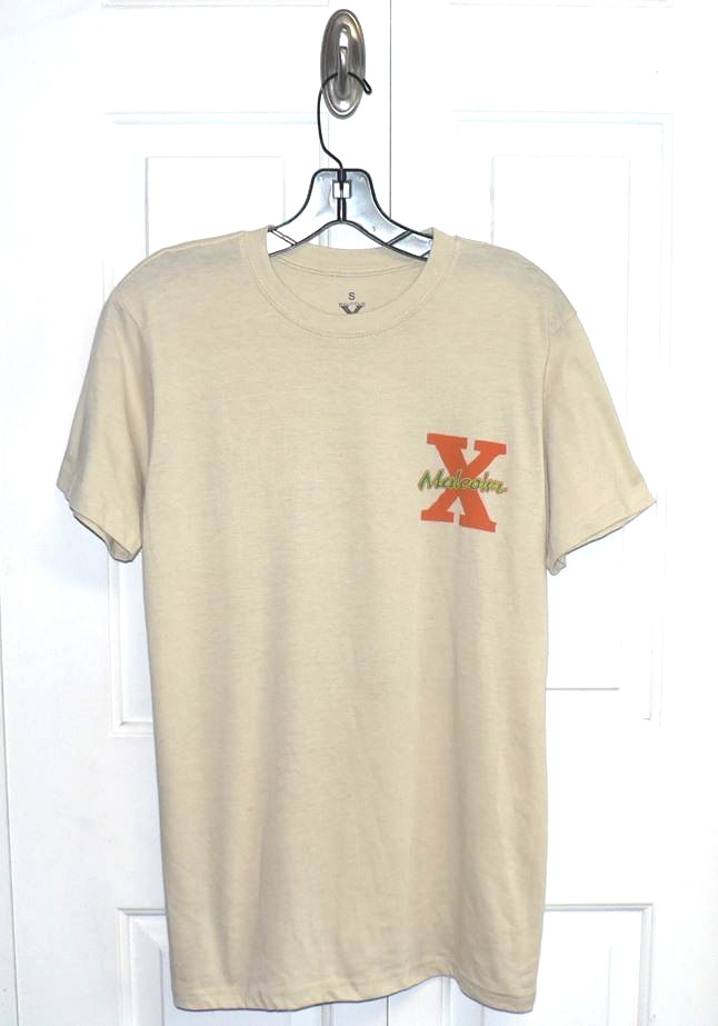 Malcolm X Men's Graphic Print Short Sleeve Cotton Blend Crew T-Shirt Tan Small gallery