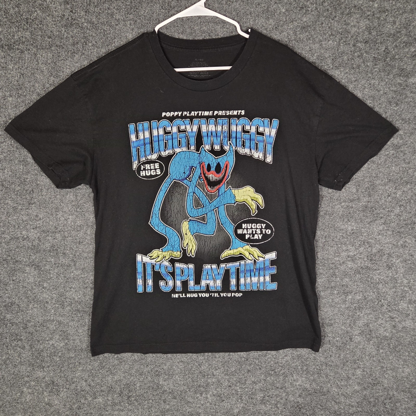 Poppy Playtime Huggy Wuggy Graphic T Shirt Black Horror Game Tee Youth XL gallery